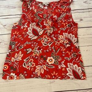 Floral Red Sleeveless Top